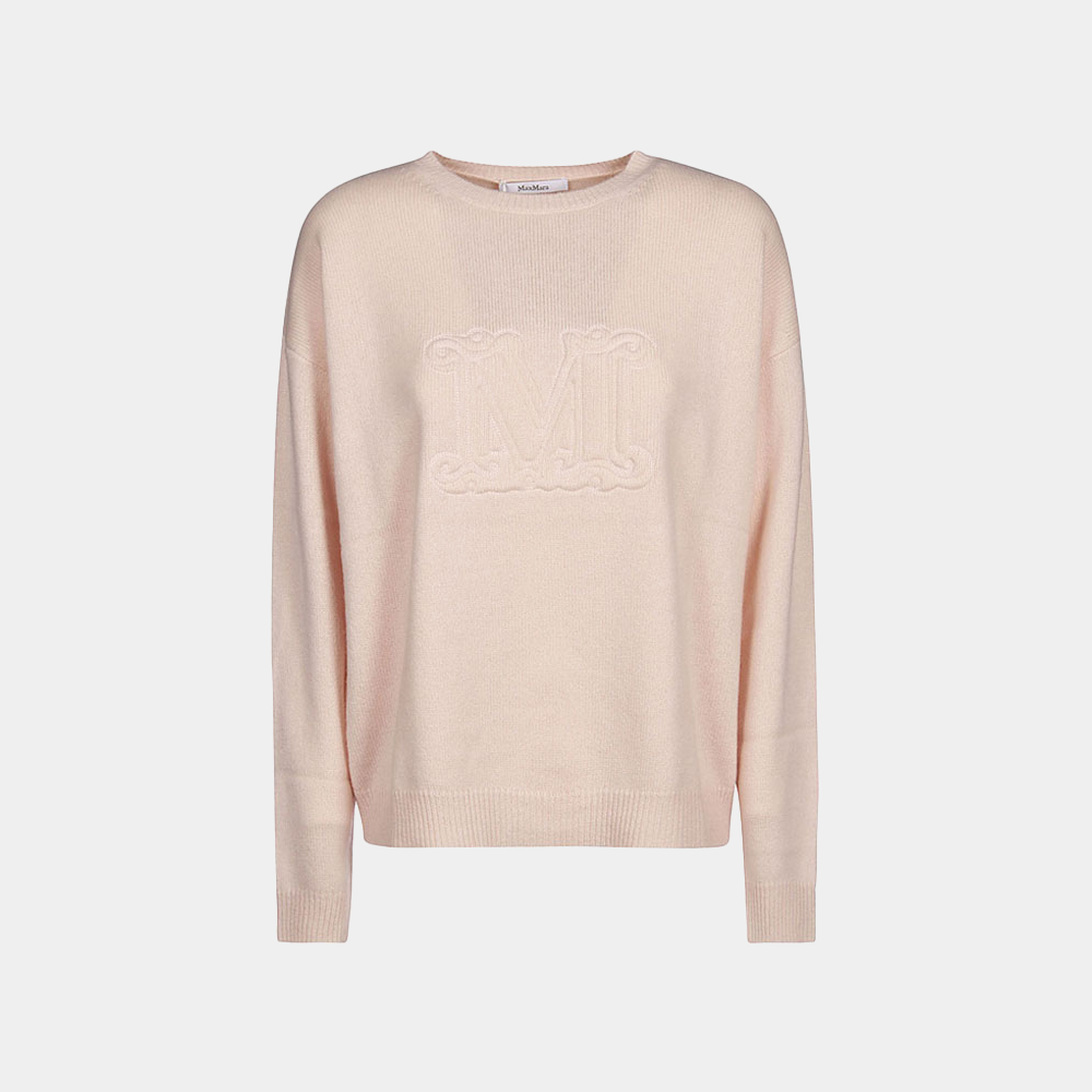 당일배송막스마라 여성 아스테르 M로고 크루넥 퓨어 캐시미어 세미 오버 핑크 니트 13611421600 007