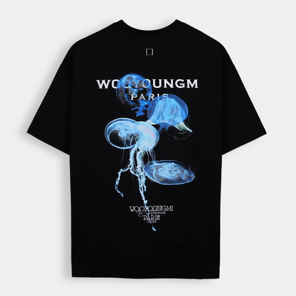 당일배송우영미 남성 야광 젤리피쉬 백로고 반팔 티셔츠 블랙 W241TS05716B